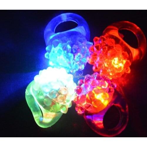 20 LED Light Up Jelly Bumpy Rings Bulk Party Favor - Blinking Finger Ring for Bar Parties - Assorted Colors