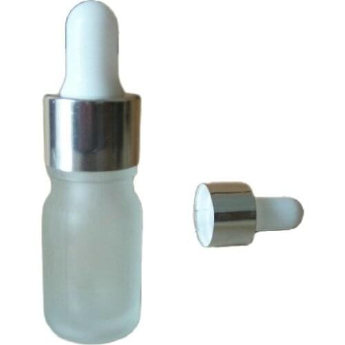 5ml frosted 4 COLORS essential oil bottle with shiny silver aluminum cap white silicon bulb ,glass dropper /glass dropper