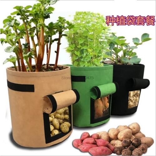 50pcs Plant Grow Bags 3 Size Home Garden Potato Pot Greenhouse Vegetable Growing Bags Vertical Garden Bag Seedling