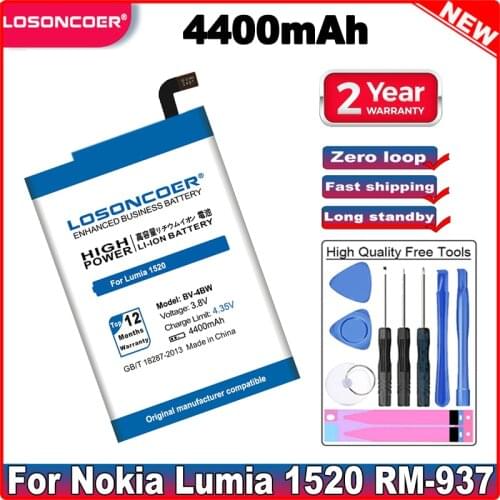 LOSONCOER BV-4BW 4400mAh Battery For Nokia Lumia 1520 MARS Phablet RM-937 Battery