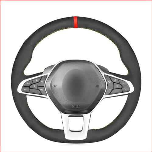 Black Suede Hand Sew Soft Wrap Car Steering Wheel Cover for Renault Clio 5 (V) 2019-2020 Zoe 2019-2020 Captur Accessories