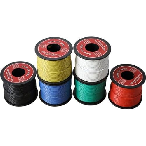 100m / Roll Electrical Wire UL3132 26AWG Soft Silicone Insulator Stranded Hook-up Wire Tinned Copper Electron for DIY Toys Lamp