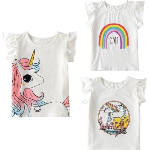 Girl T-shirt 2021 New Summer Unicorns Girls Cartoon T-shirts Tops for Kids Clothes Cotton Animals Tees Baby Girls Wear Clothes