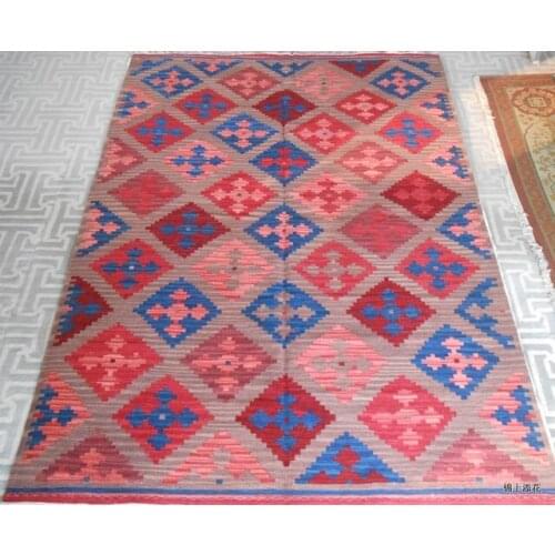 Contracted Kilim Throw Carpets Handmade Turkish Runner Carpet Room Floor Decoration Museum Natural Sheep Wool