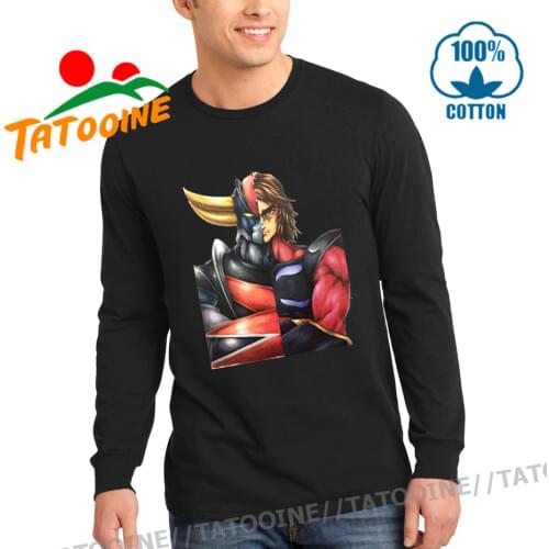 Fashion 2020 New Japan style T shirt Male Ufo Robot Grendizer Goldorak T Shirt Men‘s 100%Cotton Print O Neck Long Sleeve T Shirt