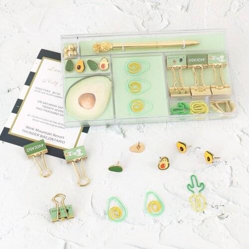 Avocado Season Fruit Stationery set gift Stationery Paper clips binder clip pen for girls office & school supplies H0347