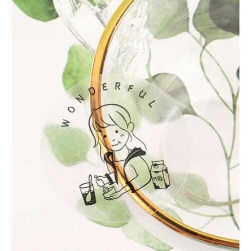 90pcs sealing sticker Girls Boys Hand painted transparent white desserts Round black food Cute stickers DIY handmade 50MM