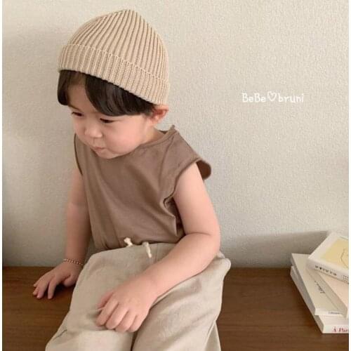 2021 new style girls boys vest summer cotton linen fashion kids waist vest