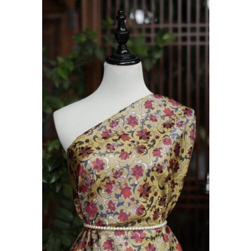 Cheongsam Chinese style clothing 100% mulberry silk fabric yarn-dyed jacquard ball brocade