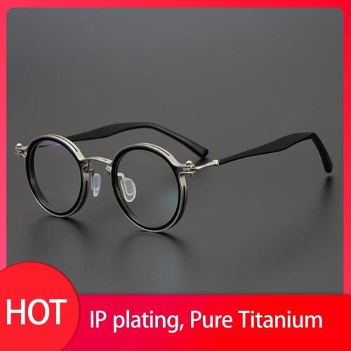 Japanese Style Glasses Frame Mens Retro Round Titanium Optical Eyewear Myopia Reading Prescription Female Glasses