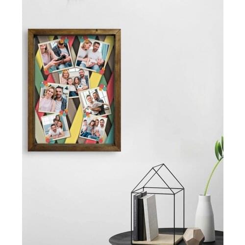 Personalized 7 Photo Natural Solid Wood Frame Table 45x65cm-2