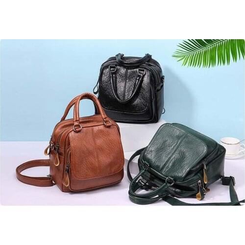 Wholesale Free Shipping New Solid Soft Leather Small Backpack Womens Crossbody Bag Fashion Leisure Double Shoulder Bags