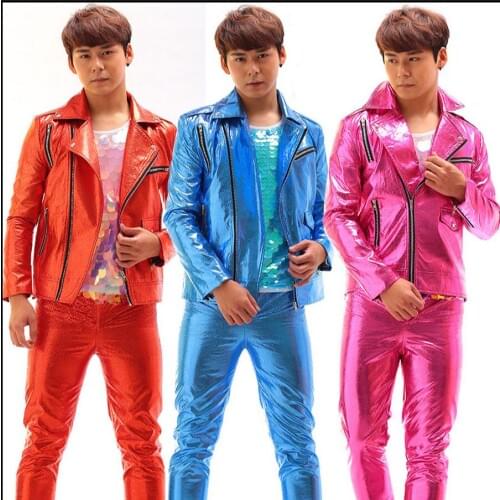 S-4xl 2017 Mens Nightclub Mens Costume Dj Rack Drum Rivets Leather Clothing Singer Costumes