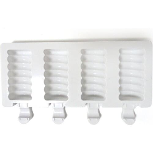 Silicone Ice Cream Mold 4-Cell Big Size Ice Cube Tray DIY Homemade Freezer Ice Maker Threaded Popsicle Mould With Sticks