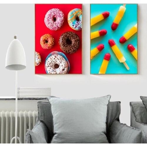 Nordic Decoration Home Art Poster Colorful Sweet Dessert Painting Modular Canvas Wall Pictures for Kitchen Cake Shop Decor