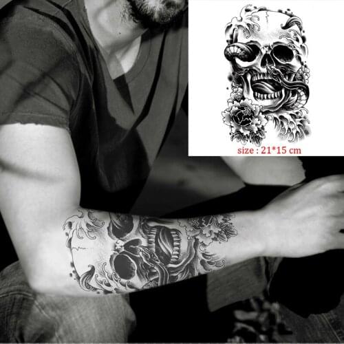 Tattoo Sticker The Clown Skull Snake Rose Flower Tatto Waterproof Temporary Fake Tattoo for Man Girl Body Art Arm Flash Tatoo