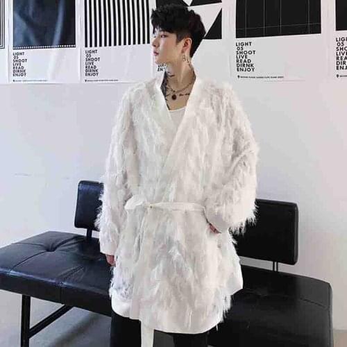 Dark show suit loose three-dimensional fashion coat autumn cardigan feather hairdresser windbreaker male stage crowd chic