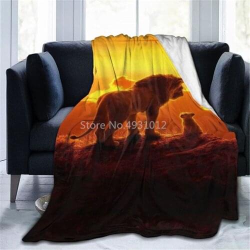 3D Printed The lion Blanket Flange Blanket Bed Throw Soft Cartoon Printed Bedspread Bedspread Sofa Gift 150*200cm