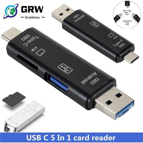 Type C&Micro USB 5 In 1 OTG Card Reader Flash Drive High-speed USB3.0 Universal OTG TF Card for Android phone Computer