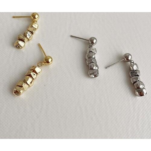 SRCOI Unique Mini Cube Stacking Tassel Drop Earrings Multi-layered Metal Geometric Square Beaded Long Earrings For Women Jewelry