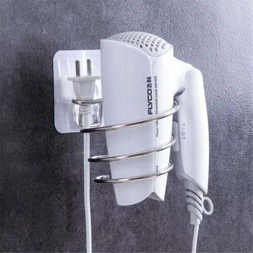 High Quality Innovative Wall-mounted Hair Dryer stainless steel bathroom Shelf Storage Hairdryer holder for hairdryer