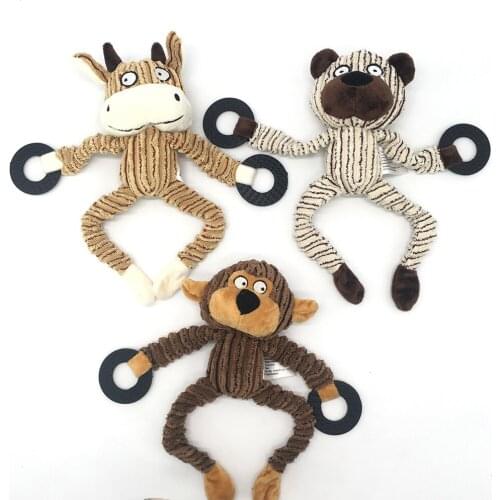 Funny Dog Plush Toys Soft Toys Animals Stuff Chew Toys Puppy Plush Sound Sheep Monkey Cow Dumb Pet Dog Cat Clean Tooth Chew Toys