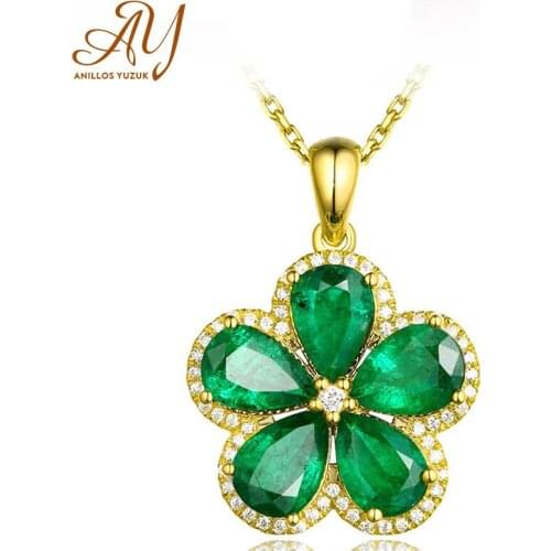 Anillos Yuzuk Flower Gemstone Nano Emerald Pendant With Chain 925 Sterling Silver Necklaces For Women Wedding Gift Fine Jewelry