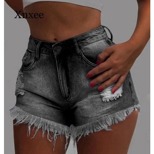 Tassel Female Vintage Ripped Hole Fringe Denim Shorts Women Casual Pocket High Waist Jeans Shorts Summer Girls Hot Shorts