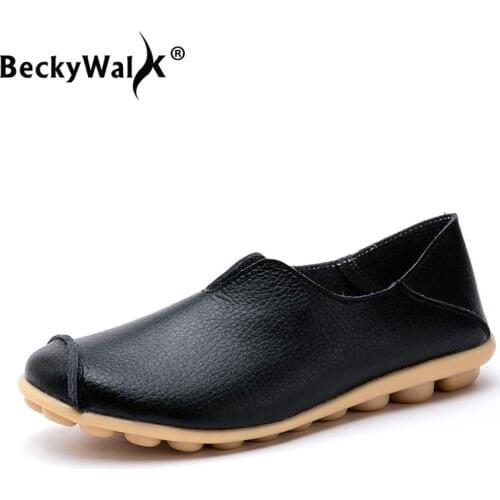 2021 Spring women leather loafers slip on ballet flats shoes female flat nursing shoes woman large size leisure Sneakers WSH3200