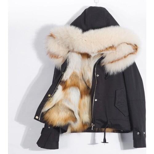 Winter Jacket Women 2020 Real Fox Fur Collar Hood Coat Parka White Black Real Natural Fox Fur Liner Thick Warm Streetwear