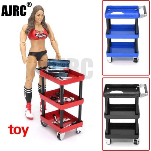1/10 simulation tool cart Three-layer metal trolley Mobile material cart Tool maintenance rack TRAXXAS TRX4 TRX6 SCX10 AXIAL D90