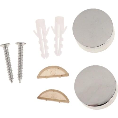 1Pair Metal Alloy Round Glass Mirror Mounting Holder Clip Set Clamp Bracket