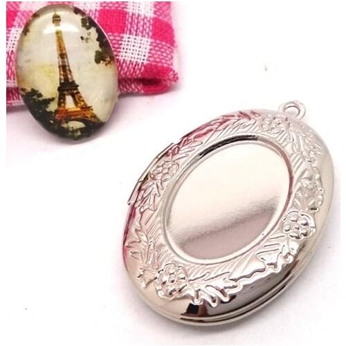 10pcs Antique Bronze-Gunmetal Black-Rhodium-Silver Plated Photo Locket Pendant Jewelry with Inner 13*18m Tray for Cabochons