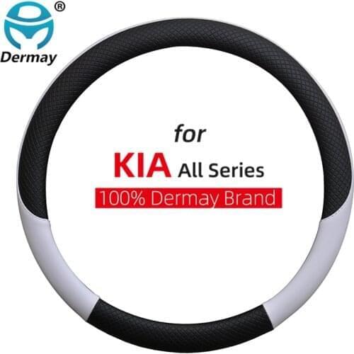100% DERMAY Brand Leather Car Steering Wheel Cover for Kia NIRO NIRO EV SUV 2016 2017 2018 2019 2020 2021 Auto Accessories