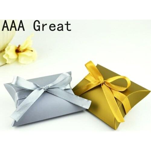 100Pcs/Lot Gift Box Paper Pillow Packing Birthday Present Paper Boxes Candy Snack Party Wedding Gifts Box Christmas Decorations
