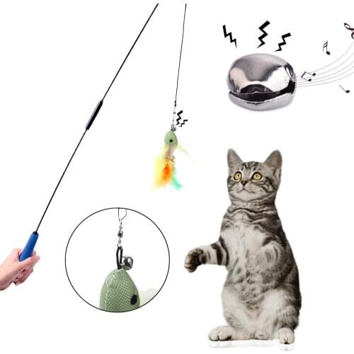 30sets Retractable Cat Wand Toy With 5 Replacement Head Feather Toys Each With A Bell 6Pcs