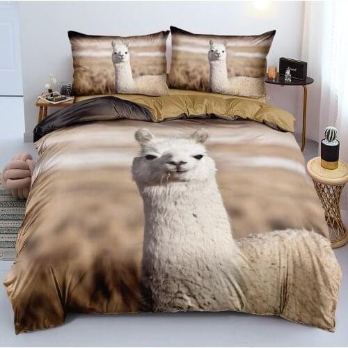 3D Custom Bedding Sets Duvet/Quilt/Comforter Cover Pillowcases 3-Piece King Bed Linen Set Queen Size Lovely Alpacas Home Texitle