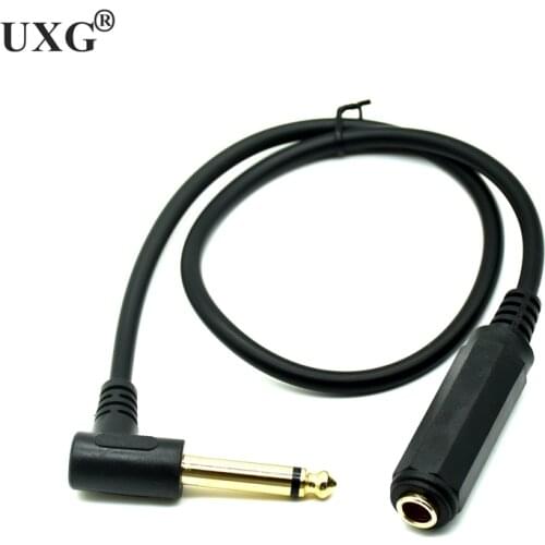 6.35MM MONO 6.5mm MALE TO FEMALE TO PATCH CABLE- 1/4" GUITAR LEAD 90 Degree Right Angled Audio Cable best quality 50CM