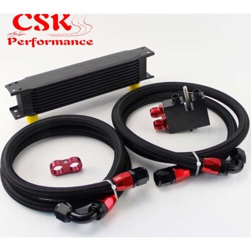 9 Row 248mm AN10 British Oil Cooler Kit Fits For BMW N54 Engine Twin Turbo 135i E82 335i E90 E92 E93 Black