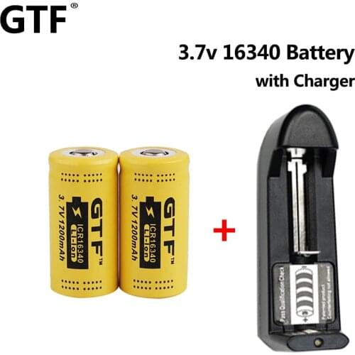 New 16340 Battery 3.7V 1200mAh CR123A ICR16340 Rechargeable Li-ion Batteries For Laser Pen LED Flashlight +16340 Battria Charger