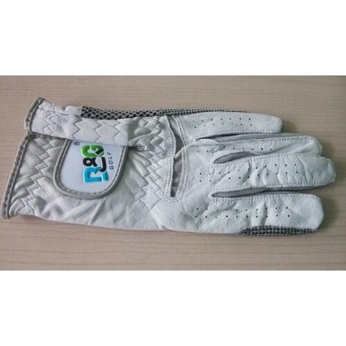 B&G branded white genuine leather golf gloves