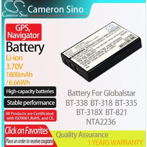 CameronSino Battery for Globalstar BT-338 BT-318 BT-318X BT-335 BT-821 fits Globalstar NTA2236 GPS, Navigator battery 1800mAh