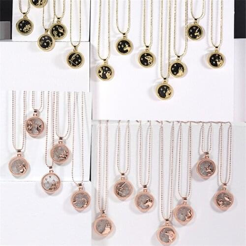 1 PC Constellations Series Greeting Card Jewelry Necklace For Men Women Gold Color Ball Aquarius Sign Of Zodiac Birthday Gift
