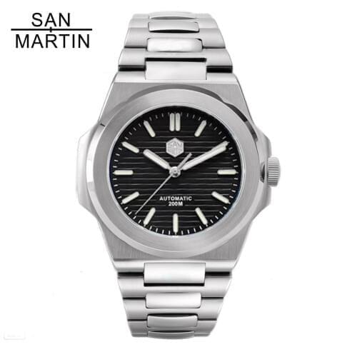 San Martin Mens Retro Classic Business Watches Sapphire Crystal 20Bar Stainless Steel Dive Automatic Mechanical Watch for Male