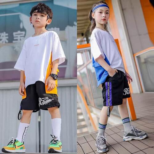 Children Sets Boys Summer Loose Short-sleeve Hip-hop Clothes Girls Sports Suit Kids Clothing