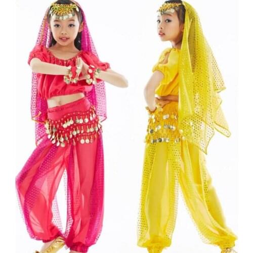 Hot Selling Belly Dance Performance Bollywood Indian Child Costume Indian Dance Costumes for Kids