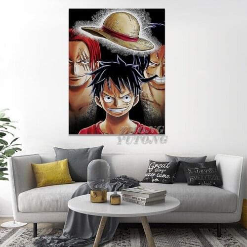 Home Decor Abstract One Piece Poster Wall Art Hat Cool Luffy Canvas Prints Painting Pictures For Living Room Modular Framework