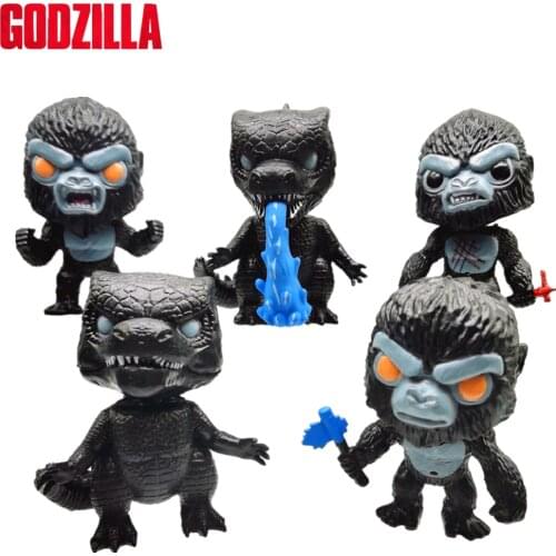 Godzilla vs Kong Movie PVC Action Figure Toys 100mm Gojira King Kong Collectible Doll 5pcs/set Bandai