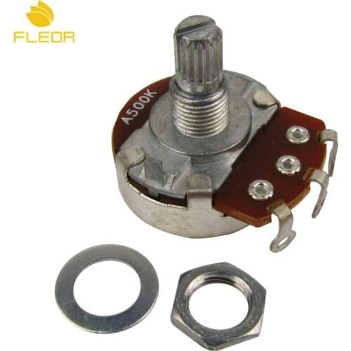 FLEOR 10pcs Full Size Big Guitar Potentiometer A500K Switch Control Pots Short Shaft