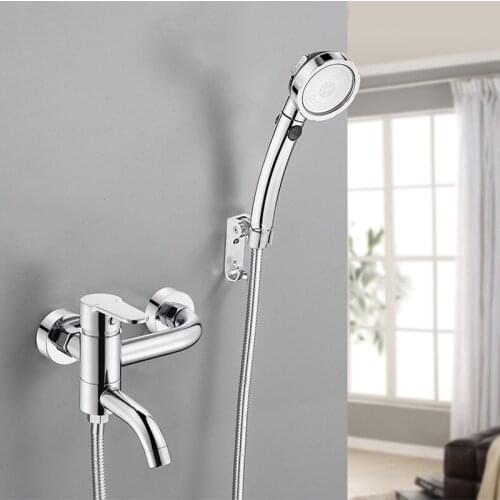 Shower Faucet Chrome Brass Bathroom Accessories Shower Faucet Sets ABS Hand Switch Shower Head Cold Hot Water Mixer Bathtub Taps